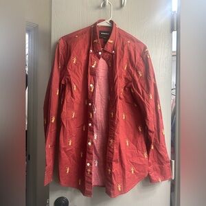 Bonobos Men’s Burgundy Novelty Print Long Sleeve Athletic Fit Shirt